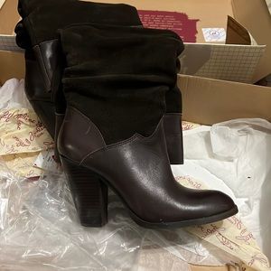 Leather Zodiac Heeled Boots Booties Panda 🐼 Clerk Brown Size 7
